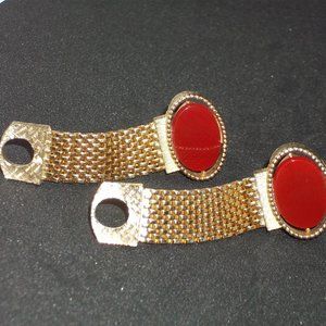 vintage Swank gold-tone with prominant red oval stone cufflinks